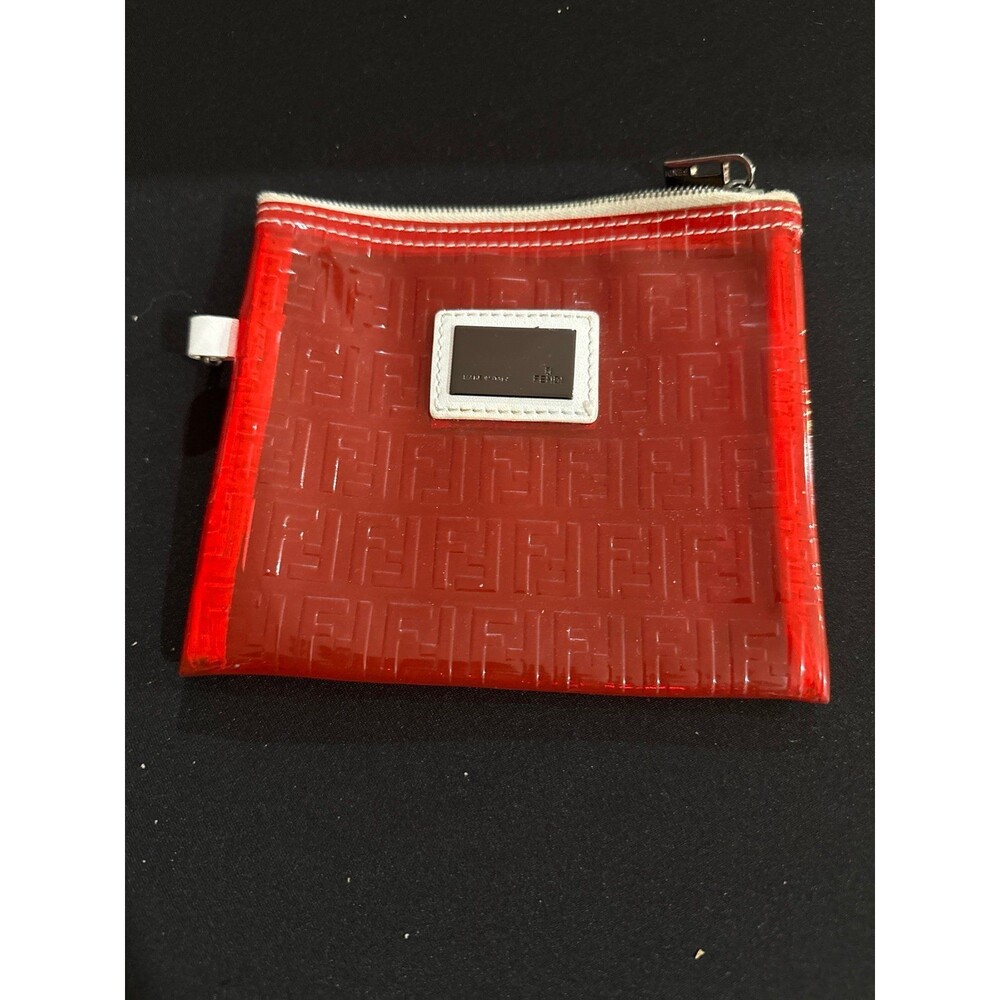 Borsa  FENDI Zucchino Vinile Rosso Bianco Zipper Pouch